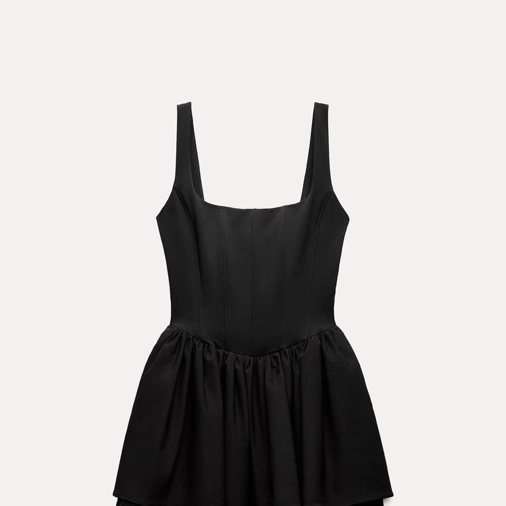 Zara Black Mini RUCHED CORSET DRESS
